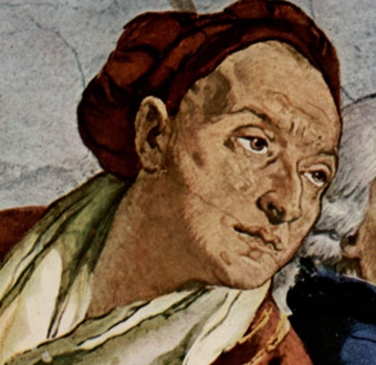 Giovanni Battista Tiepolo hat sich auf dem Deckenfresko im Treppenhaus der ...