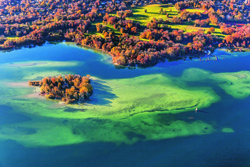 Ein Luftbild der Roseninsel im Starnberger See