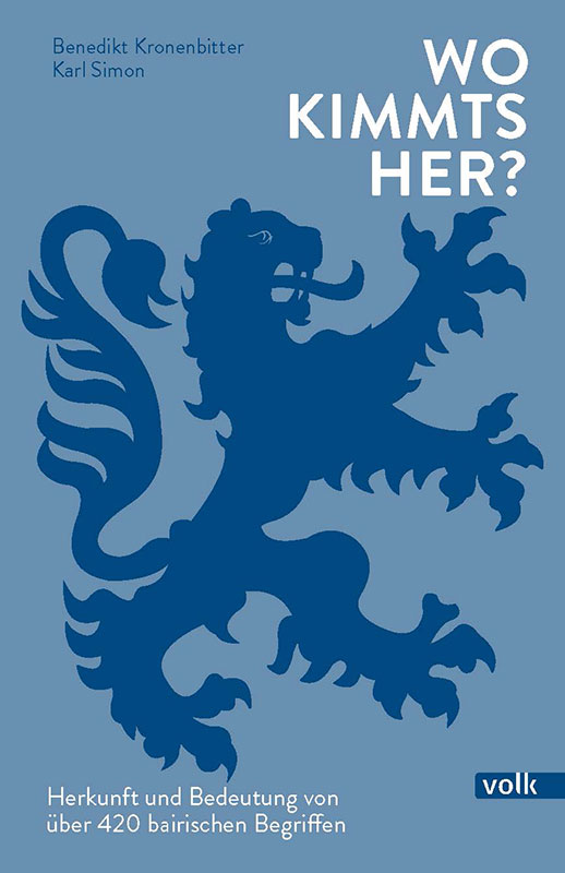 Buchcover mit einem dunkelblauen bayerischen Löwen auf hellblauen Grund